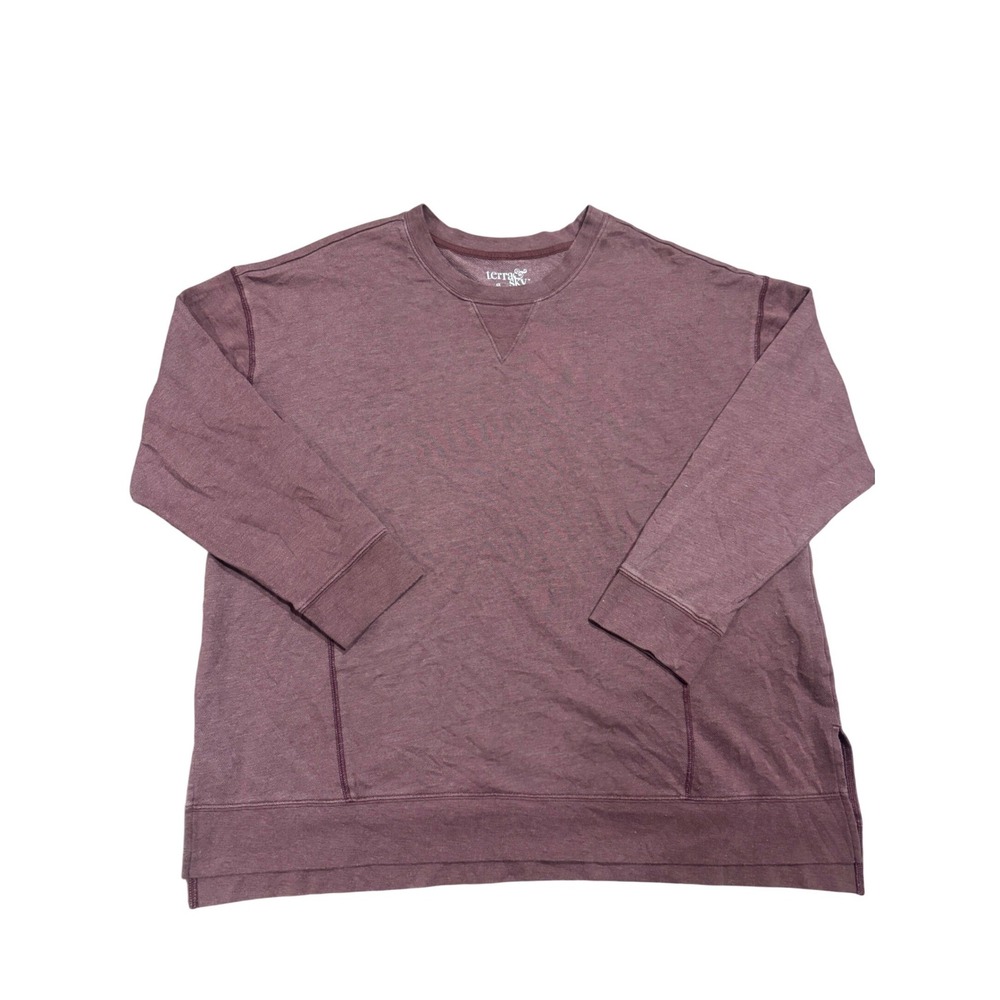 Terra & Sky‎ Womens 1X Plum Burgundy Crew Neck Fleece Sweatshirt TS34100123154